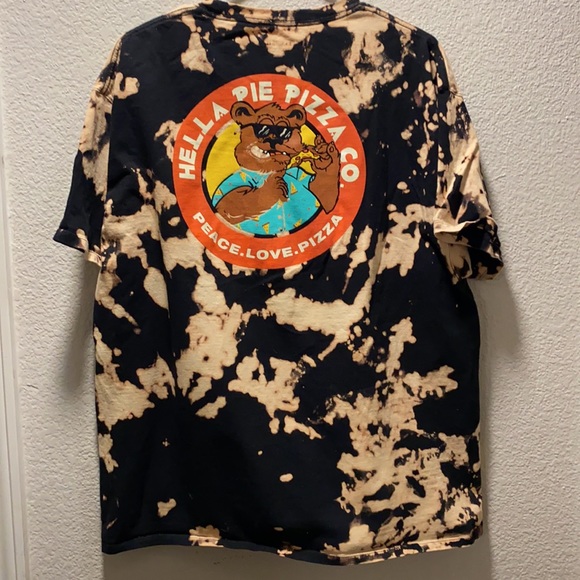 Champion Other - Champion Peace Love Pizza Tee Black Distressed Bleached Size XL
